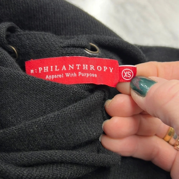 N:Philanthropy City Mini Black Wool/Cashmere T-neck Sweater Dress Open Back XS - Picture 9 of 13